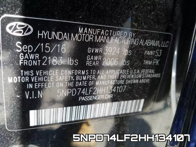 5NPD74LF2HH134107 фото 2