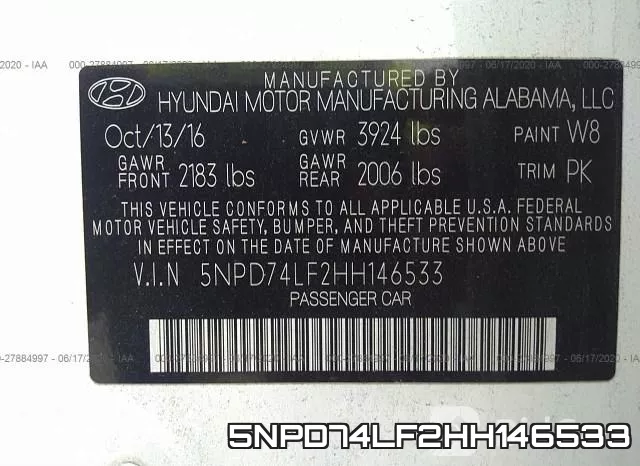 5NPD74LF2HH146533 фото 10