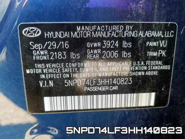 5NPD74LF3HH140823 фото 2