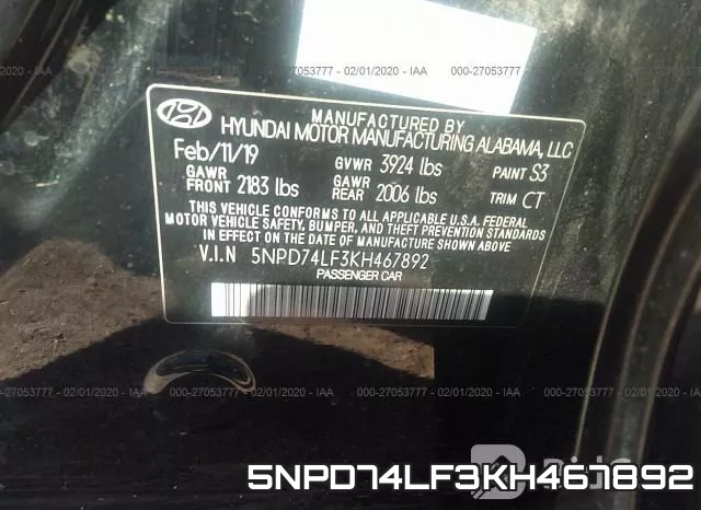 5NPD74LF3KH467892 фото 10