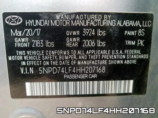 5NPD74LF4HH207168 фото 2