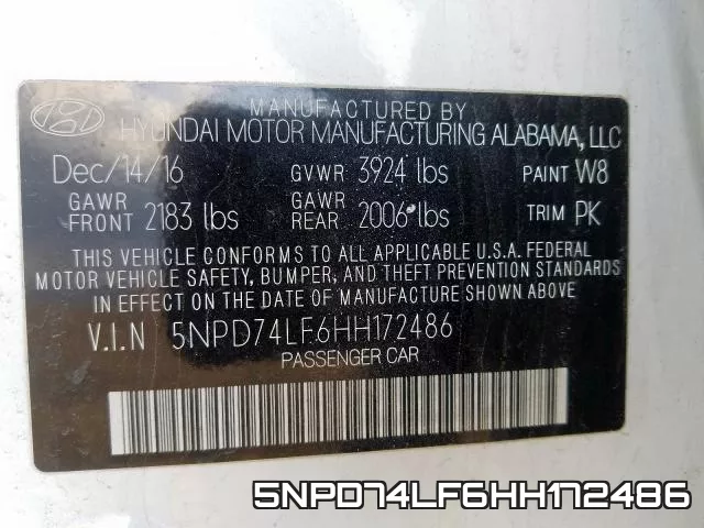 5NPD74LF6HH172486 фото 2