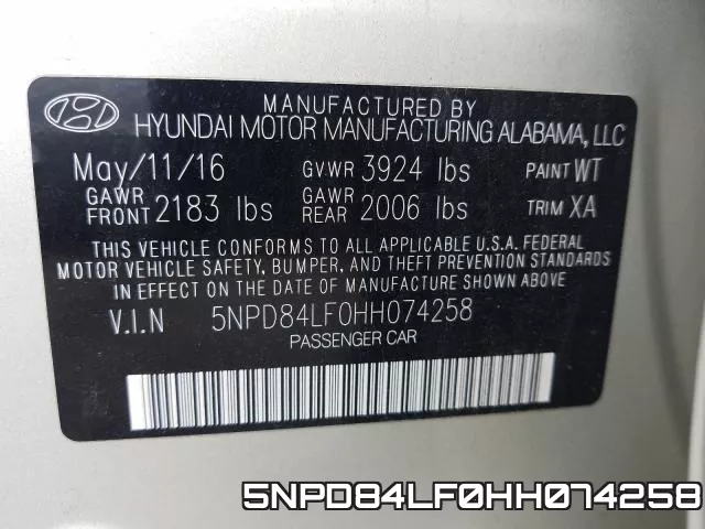 5NPD84LF0HH074258 фото 2