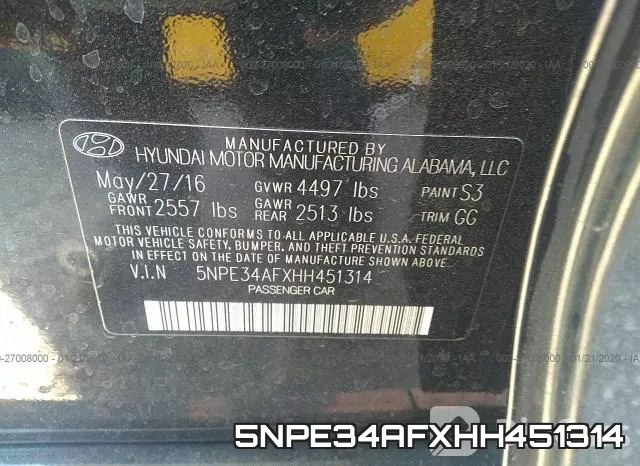 5NPE34AFXHH451314 фото 10