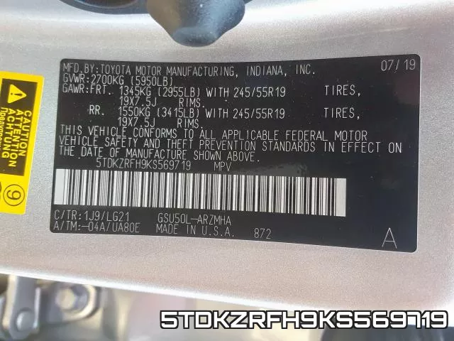 5TDKZRFH9KS569719 фото 2