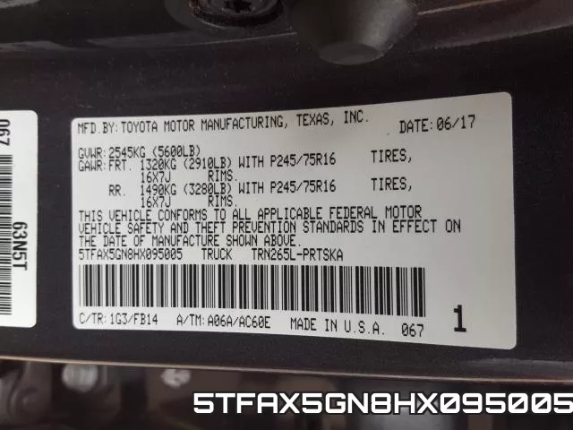 5TFAX5GN8HX095005 фото 2