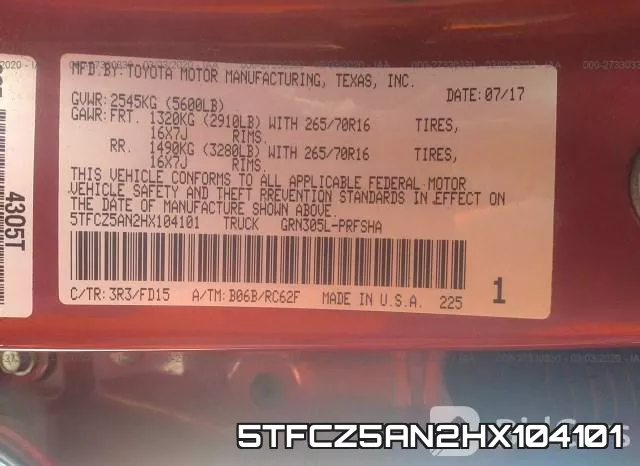 5TFCZ5AN2HX104101 фото 10