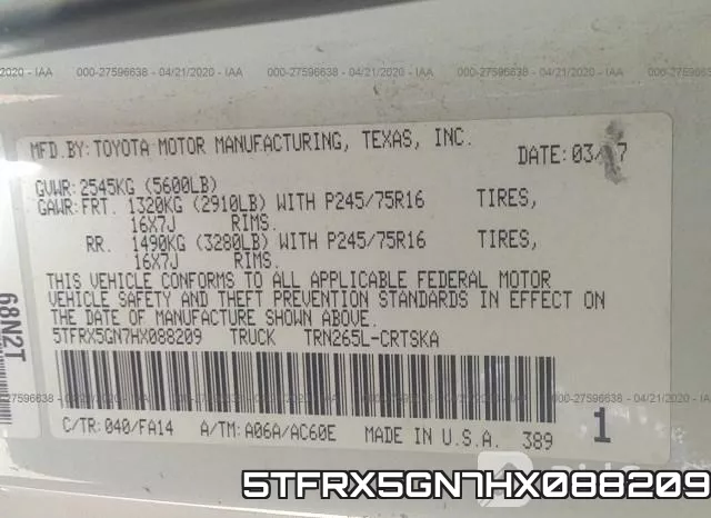 5TFRX5GN7HX088209 фото 10
