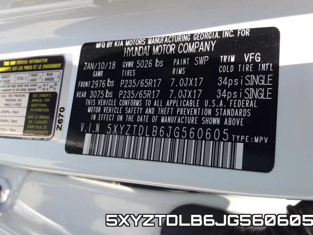 5XYZTDLB6JG560605 фото 2