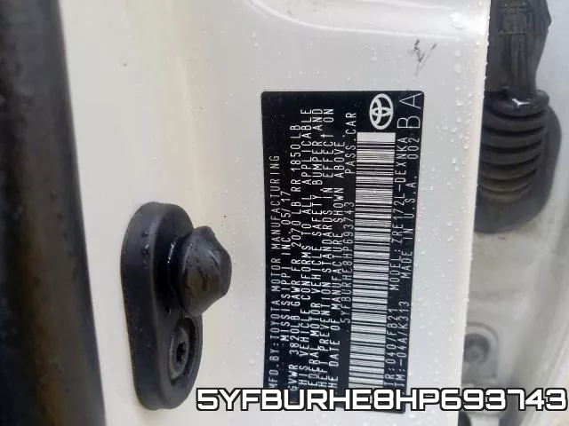 5YFBURHE8HP693743 фото 2
