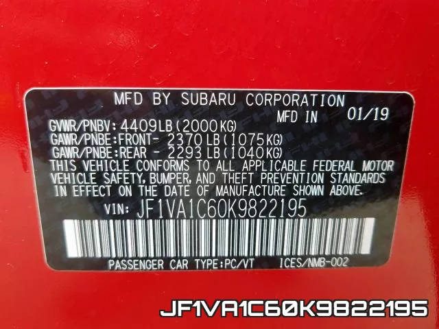 JF1VA1C60K9822195 фото 2