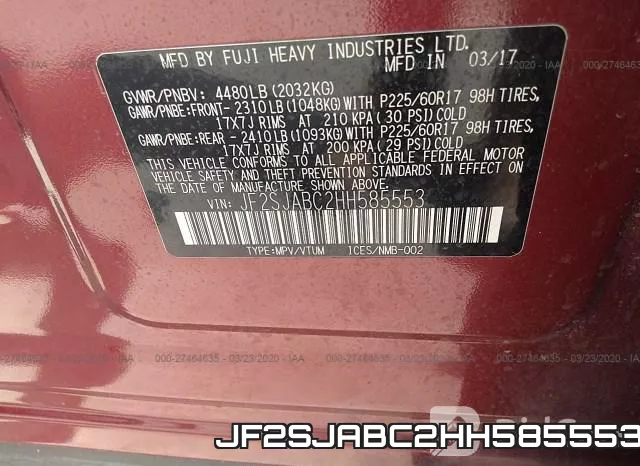 JF2SJABC2HH585553 фото 10