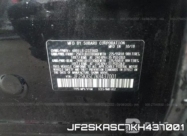 JF2SKASC7KH437001 фото 10