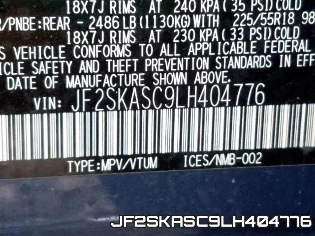 JF2SKASC9LH404776 фото 2