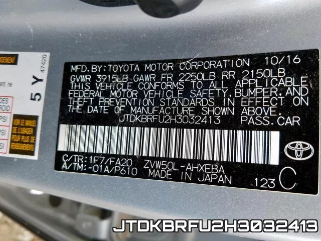 JTDKBRFU2H3032413 фото 2