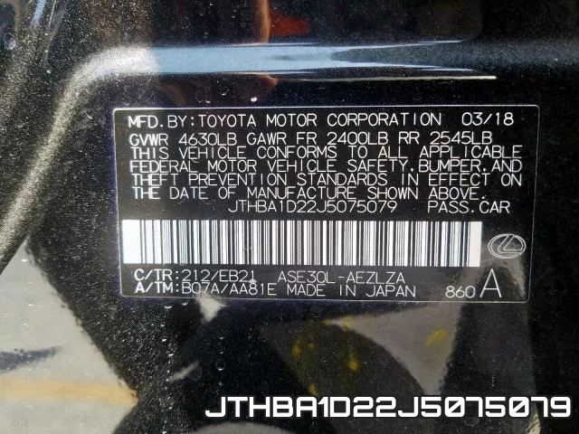 JTHBA1D22J5075079 фото 2