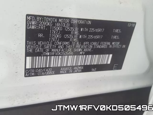JTMW1RFV0KD505496 фото 2