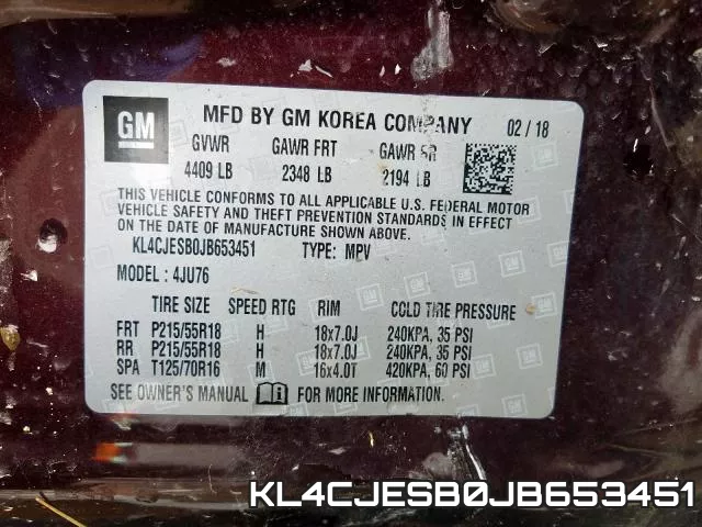 KL4CJESB0JB653451 фото 2