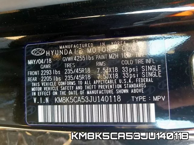 KM8K5CA53JU140118 фото 2