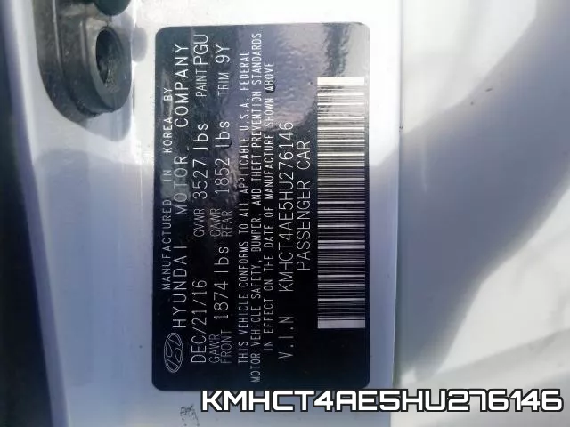 KMHCT4AE5HU276146 фото 2