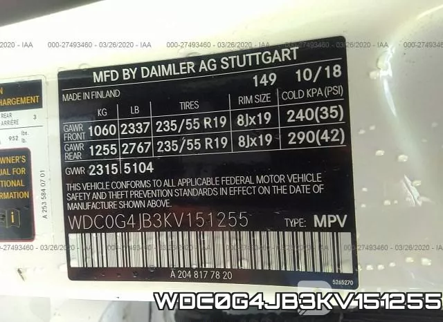 WDC0G4JB3KV151255 фото 10