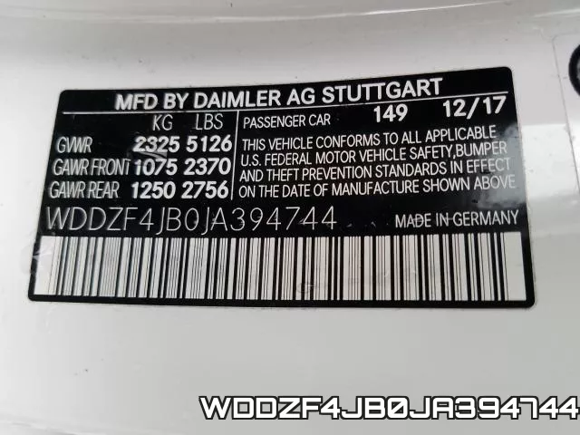 WDDZF4JB0JA394744 фото 2