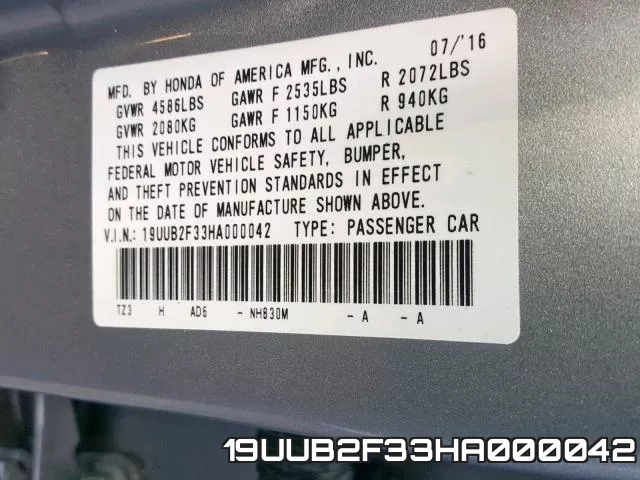 19UUB2F33HA000042 фото 2