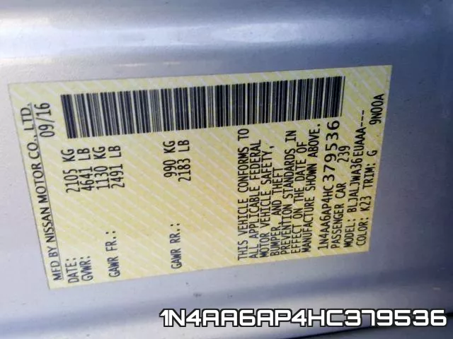 1N4AA6AP4HC379536 фото 2