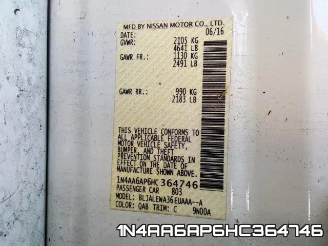 1N4AA6AP6HC364746 фото 2