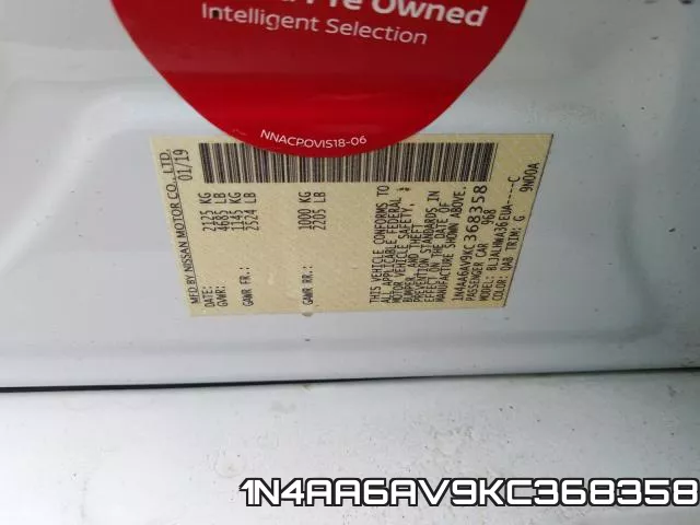 1N4AA6AV9KC368358 фото 2