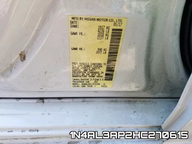 1N4AL3AP2HC270615 фото 2