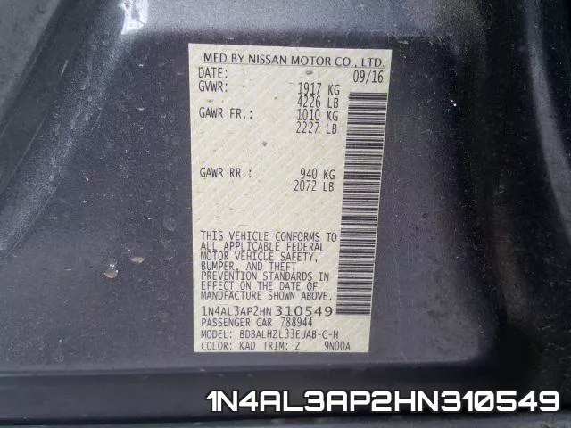 1N4AL3AP2HN310549 фото 2