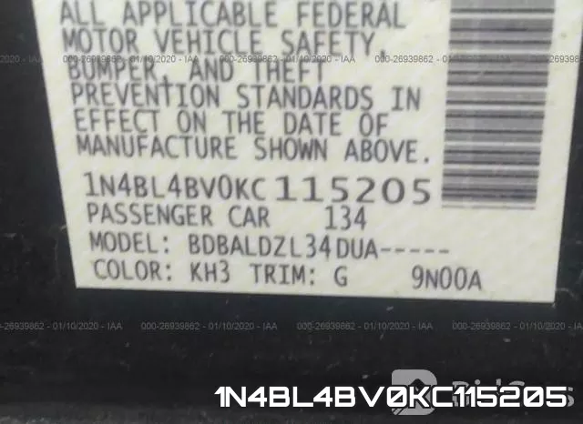 1N4BL4BV0KC115205 фото 10