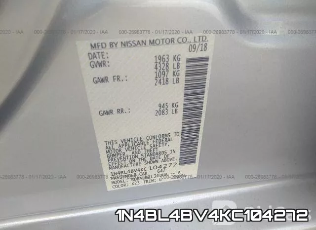 1N4BL4BV4KC104272 фото 10