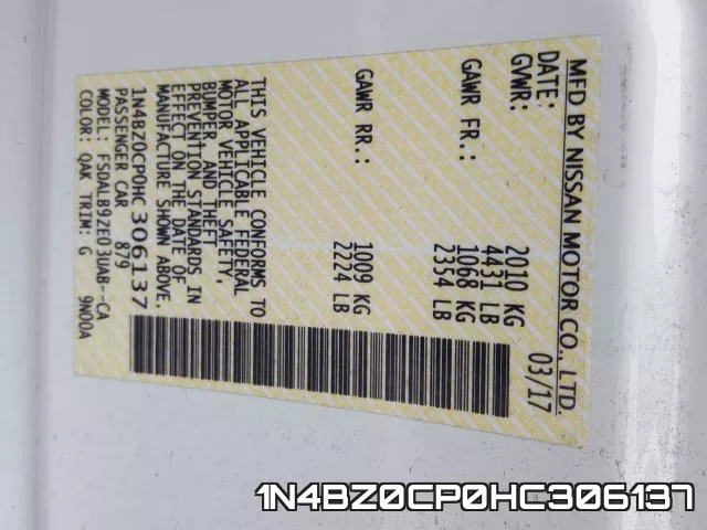 1N4BZ0CP0HC306137 фото 2