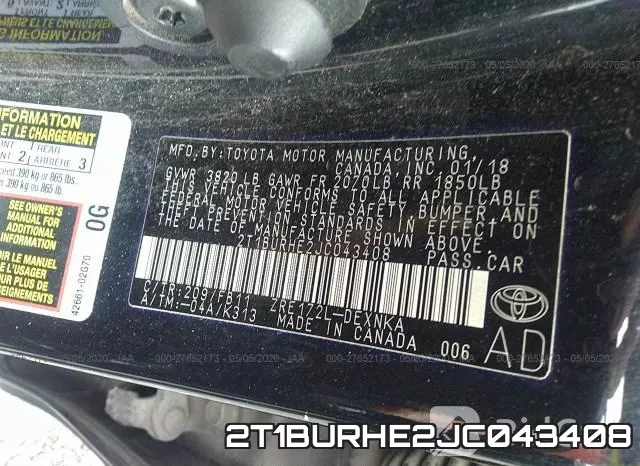 2T1BURHE2JC043408 фото 10