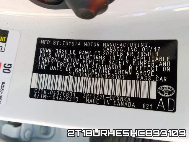 2T1BURHE5HC833103 фото 2