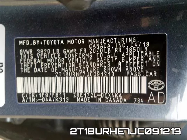 2T1BURHE7JC091213 фото 2