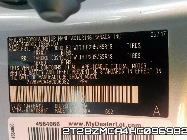 2T2BZMCA4HC096982 фото 2
