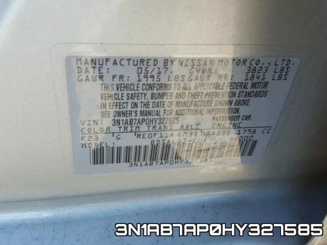 3N1AB7AP0HY327585 фото 2