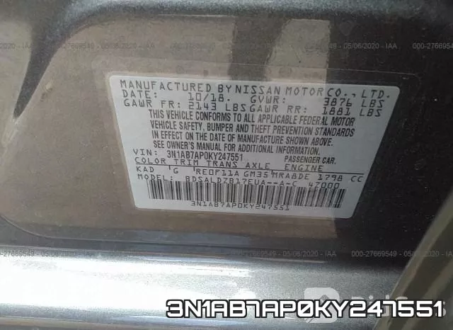 3N1AB7AP0KY247551 фото 10