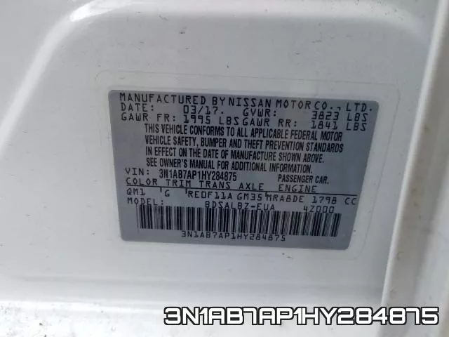 3N1AB7AP1HY284875 фото 2