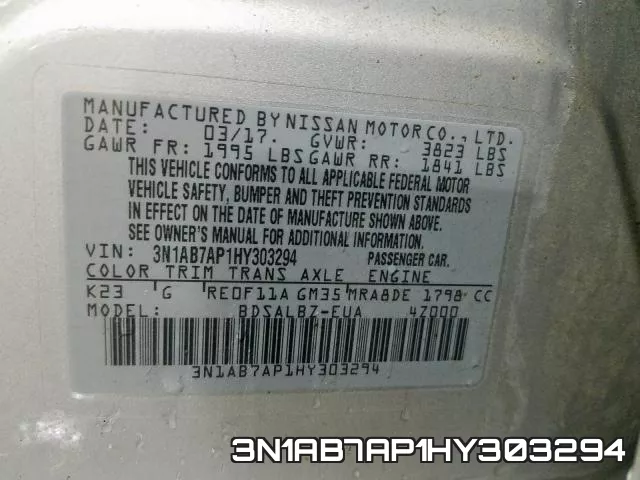3N1AB7AP1HY303294 фото 2