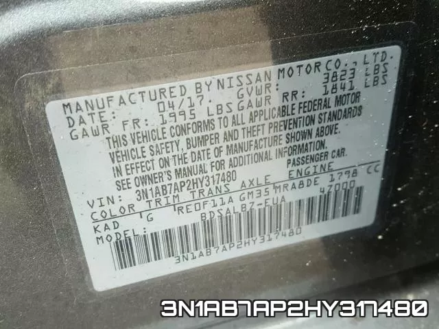 3N1AB7AP2HY317480 фото 2