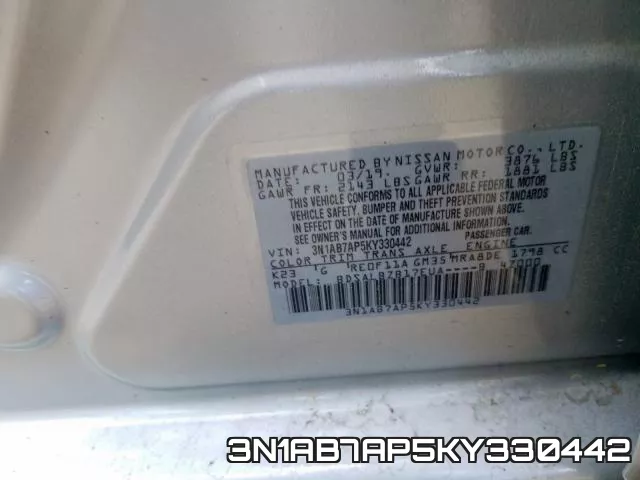 3N1AB7AP5KY330442 фото 2