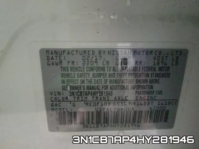 3N1CB7AP4HY281946 фото 2