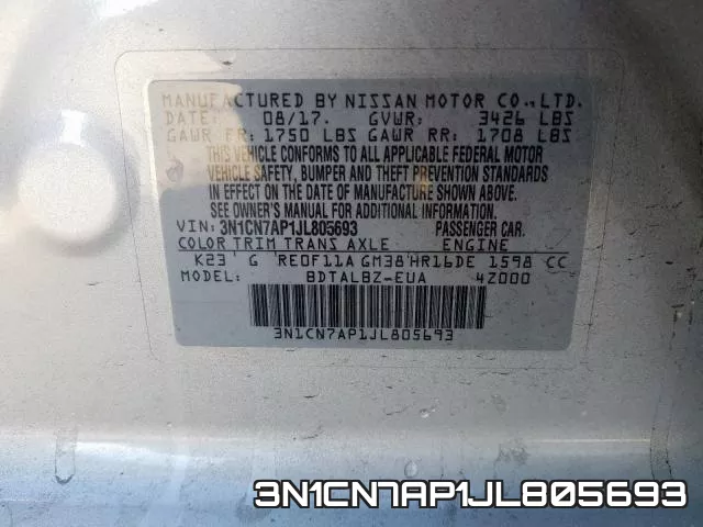 3N1CN7AP1JL805693 фото 2