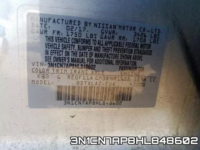 3N1CN7AP8HL848602 фото 2