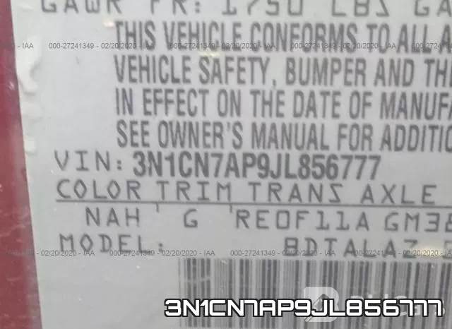 3N1CN7AP9JL856777 фото 10