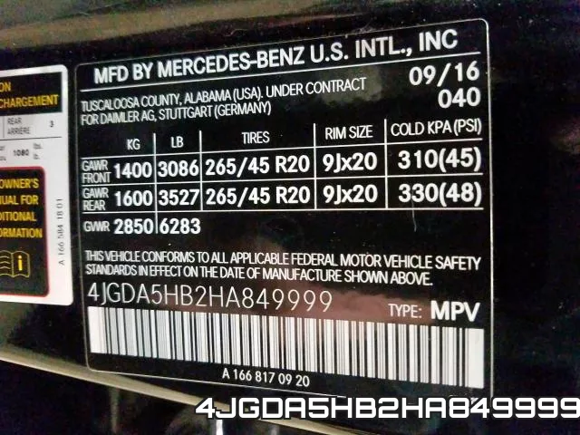 4JGDA5HB2HA849999 фото 2
